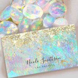 Small Glitter Opal Background Business Invitations Front View
