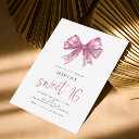 glitter pink bow sweet 16 birthday party invitation