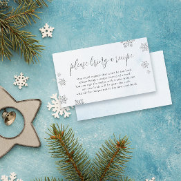 Small Glitter Snowflakes Bring A Recipe Bridal Shower Enclosure Invitations Front View