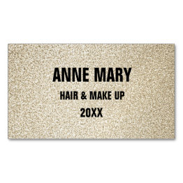 Small Glittery Gold Black Hair Make Up Modern Spa 2023 Business Invitations Magnet Front View