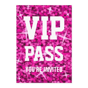 glitz pink 'vip pass' invitation