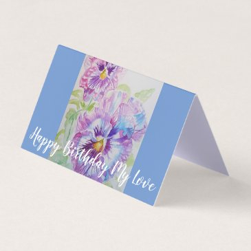 glorious purple pansy painting love birthday invitations