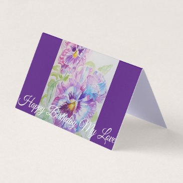 glorious purple pansy painting love birthday invitations