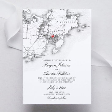 gloucester cape ann elegant black white wedding invitation