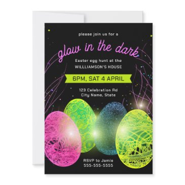 glow in the dark easter egg hunt invitation