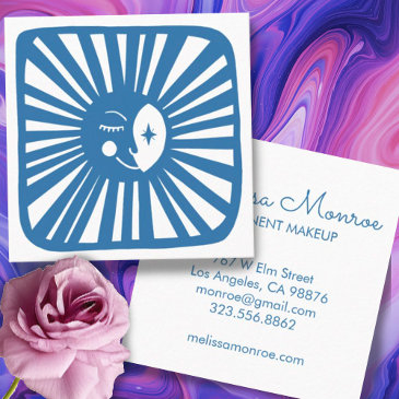 glowing moon cute and charming blue moonbeam square business invitations