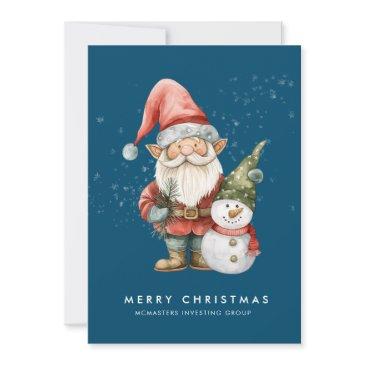 gnome and snowman merry christmas corporate flat holiday invitations
