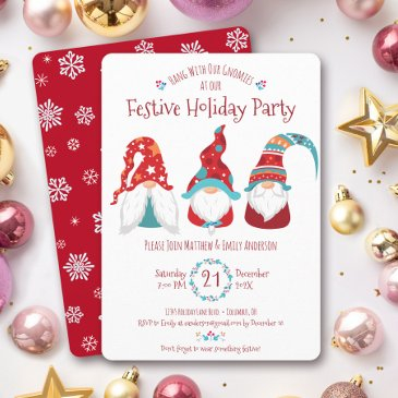 gnomes christmas holiday party cute fun festive invitation
