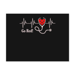 Small Go Red Heartbeat Heart Disease Awareness Survivor Postinvitations Front View