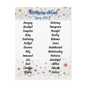 god's attributes alphabet floral customizable invitations