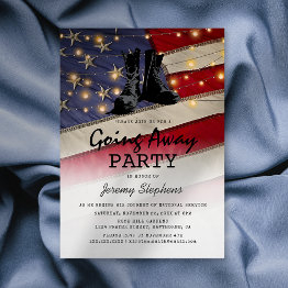 Small Going Away Soldier Patriotic Flag Invitation Front View