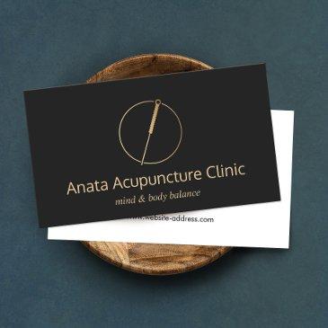 gold acupuncturist needle logo business invitations