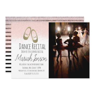 gold ballerina shoes glitter stripes dance recital invitation