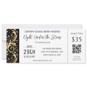 gold black border company school event ticket invitation