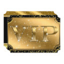 gold black confetti sparkle glam vip party ticket invitation