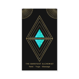 Small *~* Gold Black Triangles Alchemy Sacred Geometry Business Invitations Front View