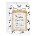 gold bow frame & little black bows sweet 16 photo invitation