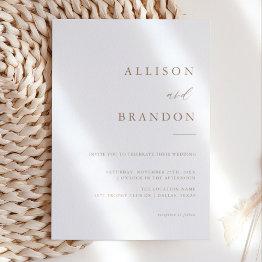 Small Gold Calligraphy Simple Wedding Invitation Front View