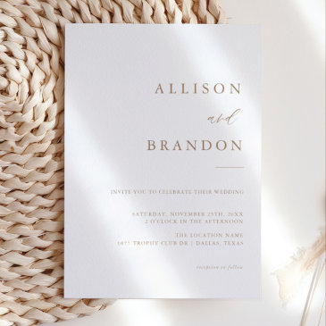 gold calligraphy simple wedding invitation