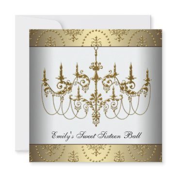gold chandelier classy sweet sixteen ball invitation