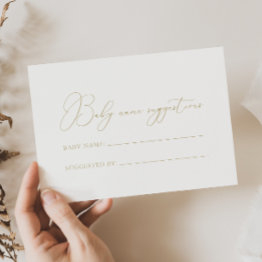 Small Gold Classy Chic Baby Name Suggestions Invitations Front View