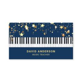 Small Gold Confetti Piano Keyboard Musician Pianist Business Invitations Front View
