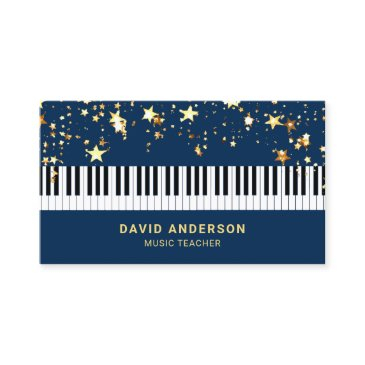 gold confetti piano keyboard musician pianist business invitations