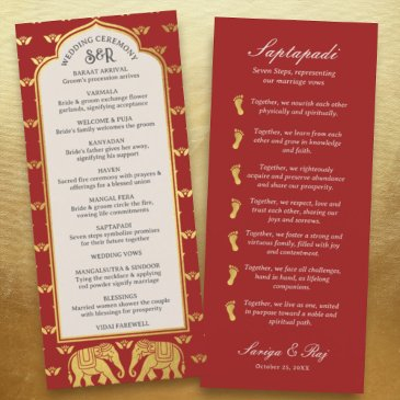 gold elephant indian & hindu wedding program invitations
