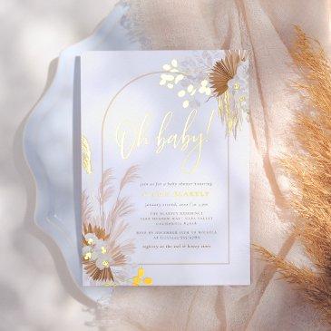 gold foil | boho pampas arch girl baby shower foil invitation
