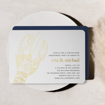 gold foil summer lobster bake party foil invitation