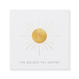 Small ~ Gold Foil Sun And Golden Rays Spiritual Center Square Business Invitations Front View