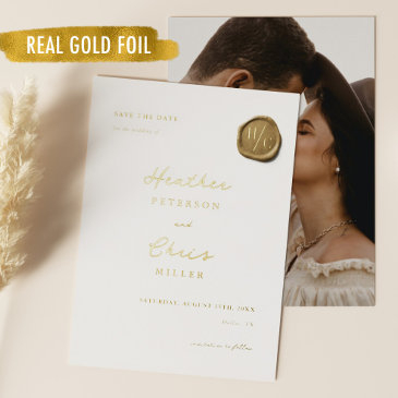 gold foil wedding unique modern save the date foil invitation