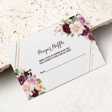gold geometric green burgundy floral diaper raffle enclosure invitations