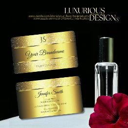 Small Gold Glamour Sparkle Glitter Stars And Initials Business Invitations Front View