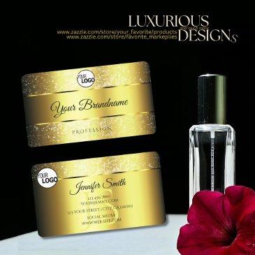 gold glamour sparkle glitter stars logo & initials business invitations