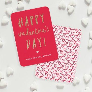 gold glitter classroom happy valentine’s day note invitations