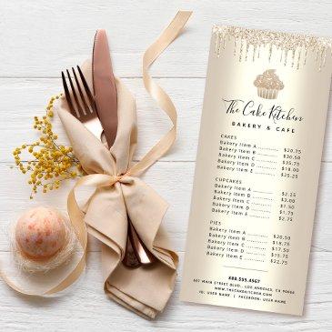 gold glitter drips cupcake bakery pastry chef menu