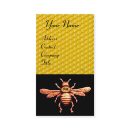 Small Gold Honey Bee / Beekeeper Beekeeping Monogram Business Invitations Front View