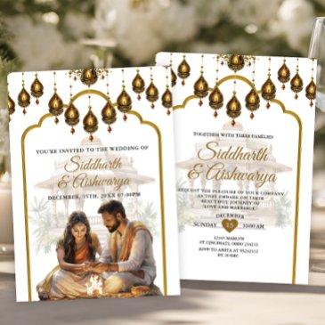 gold indian wedding ceremony roka hindu bollywood invitation