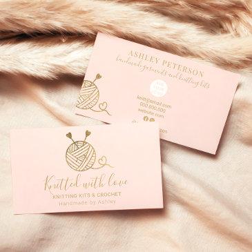 gold knitting crochet yarn handmade kit pink business invitations