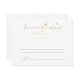 Small Gold Love Fancy Script Wedding Advice Card Front View
