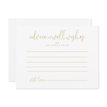 gold love fancy script wedding advice card