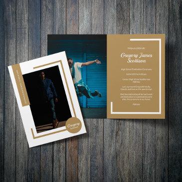 gold modern photo graduation invitation
