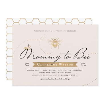 gold mommy to bee baby shower pink blush invitation