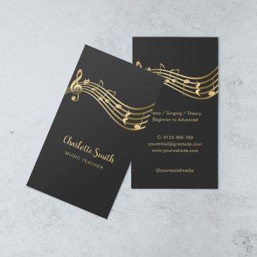 gold music notes music teacher elegant business invitations