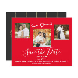 Small Gold Ornaments Holiday Photo Wedding Save The Date Front View