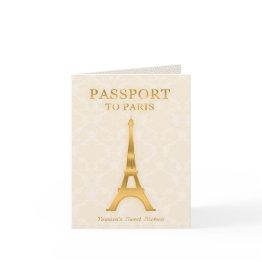 Small Gold Passport Birthday Invitation Front View