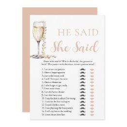 Small Gold Pearls And Prosecco He Said, She Said Game Invitation Front View