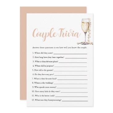 gold pearls & prosecco couple trivia bridal game invitation