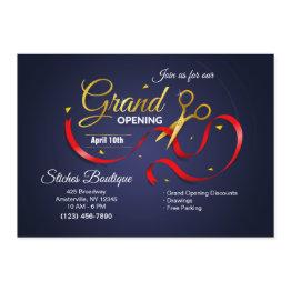 Small Gold Scissors Grand Opening Invitation Front View